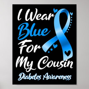 Poster Eu Visto Azul Para Minha Consciência Diabetes Ribb