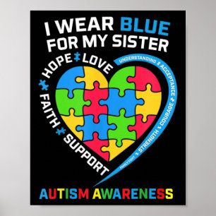 Poster Eu Visto Azul Para Minha Irmã Crianças De Consciên