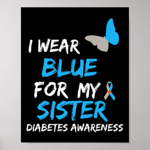 Poster Eu Visto Azul Para Minha Irmã Sensibilização Diabe