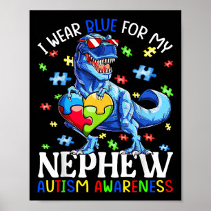 Poster Eu Visto Azul Para O Dinosau De Consciência Do Aut