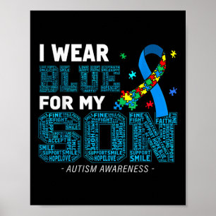 Poster Eu Visto Azul Para O Meu Filho Autismo Consciência