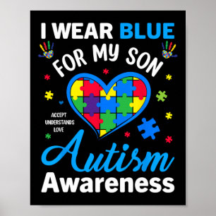 Poster Eu Visto Azul Para O Meu Filho Autismo Consciência