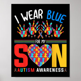 Poster Eu Visto Azul Para O Meu Filho Autismo Quebra-cabe