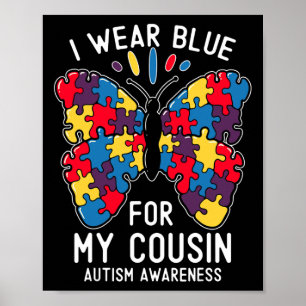 Poster Eu Visto Azul Para O Meu Primo Autismo Dia da Cons