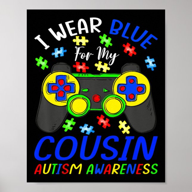 Poster Eu Visto Azul Para Os Primos Jovens Jogo Autismo A (Frente)