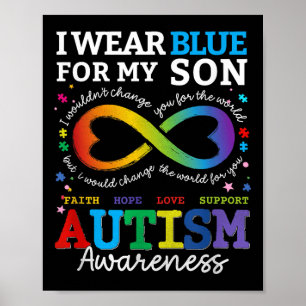Poster Eu Visto Blues Para Meu Filho Autismo Consciência 