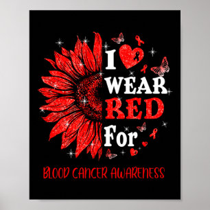 Poster Eu visto Coração Vermelho Brilhante Cancer de Sang