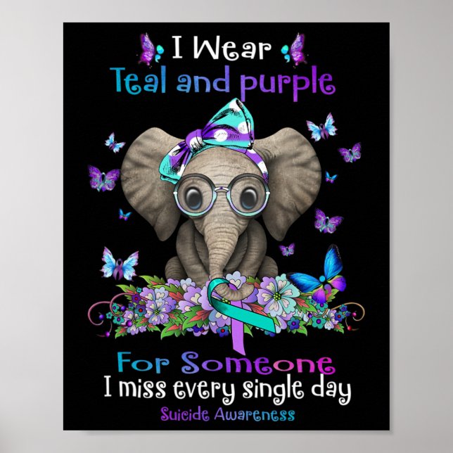 Poster Eu Visto Elefante De Consciência Do Suicídio Em Te (Frente)