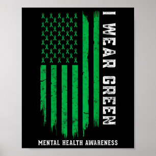 Poster Eu Visto Fita Verde Bandeira Americana Aw Mental H