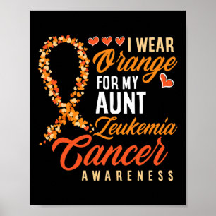 Poster Eu Visto Laranja Para Minha Tia Leucemia Cancer Aw