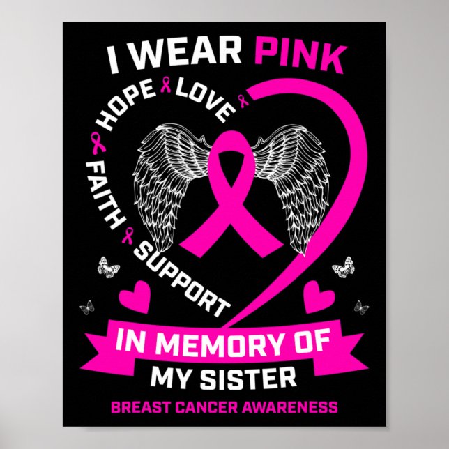 Poster Eu Visto Rosa Em Memória Da Minha Irmã Cancer Da M (Frente)