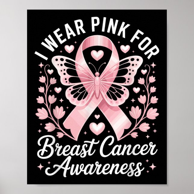 Poster Eu Visto Rosa Para Consciência Do Cancer Da Mama _ (Frente)
