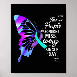 Poster Eu Visto Roxo Teal Para A Prevenção Do Suicídio Em