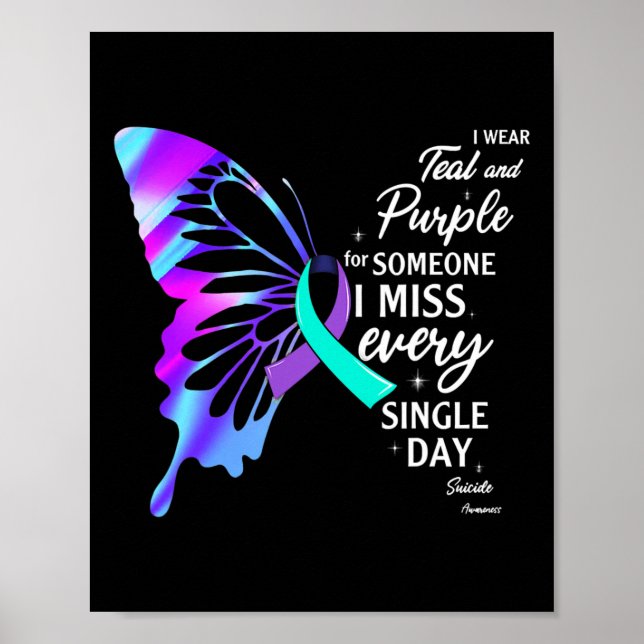 Poster Eu Visto Roxo Teal Para A Prevenção Do Suicídio Em (Frente)
