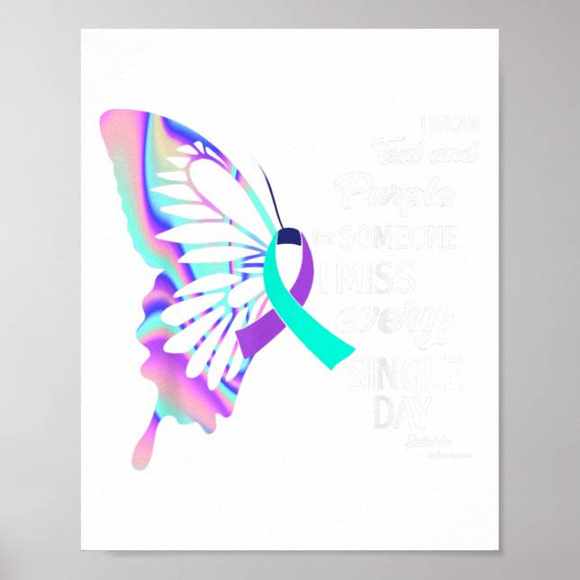 Poster Eu Visto Teal &amp; Prevenir Suicídio Púrpura Awar (Frente)