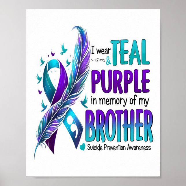 Poster Eu Visto Teal &amp; Purple Para Meu Irmão Suicídio (Frente)