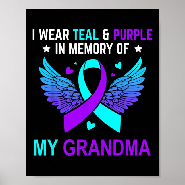 Poster Eu Visto Teal E Roxo Em Memória Da Minha Avó Sui (Frente)