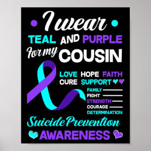 Poster Eu Visto Teal E Roxo Para A Minha Peste De Suicídi