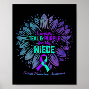 Poster Eu Visto Teal E Roxo Para A Prevenção De Suicídio