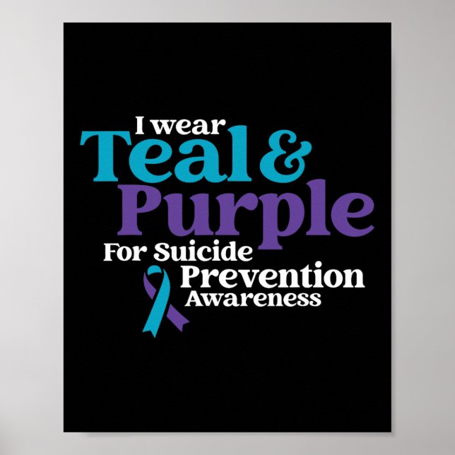 Poster Eu Visto Teal E Roxo Para A Prevenção Do Suicídio  (Frente)