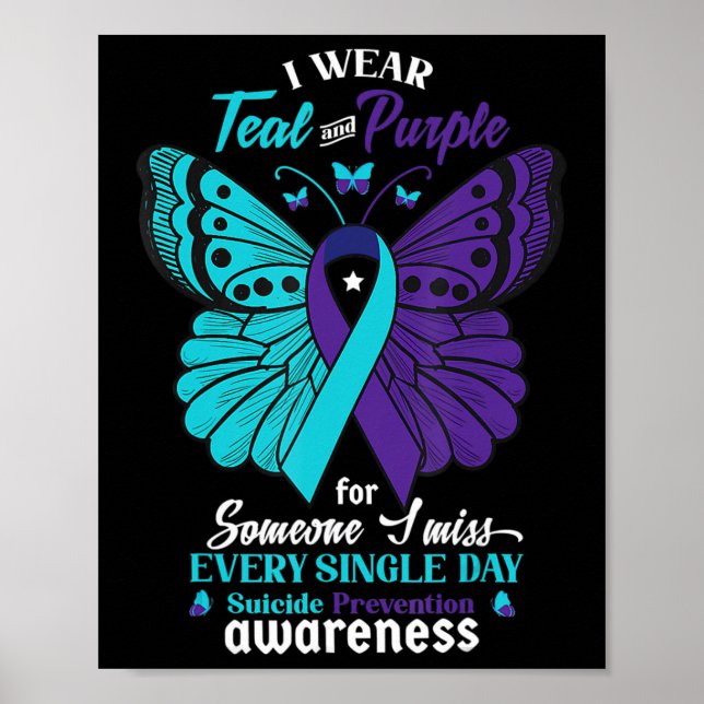 Poster Eu Visto Teal E Roxo Para Alguém Que Eu Amo Suicíd (Frente)