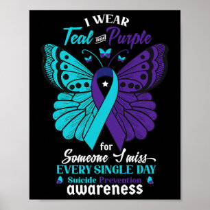 Poster Eu Visto Teal E Roxo Para Alguém Que Eu Amo Suicíd