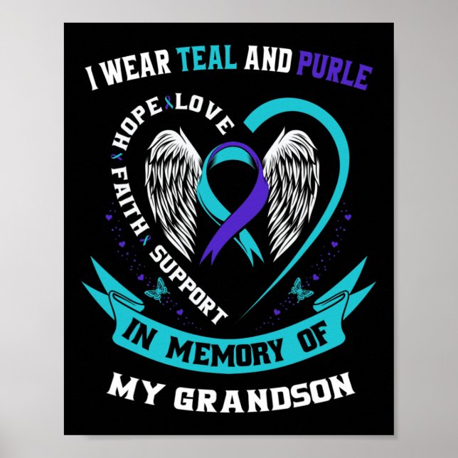 Poster Eu Visto Teal e Roxo para o meu neto Suicídio Awa (Frente)