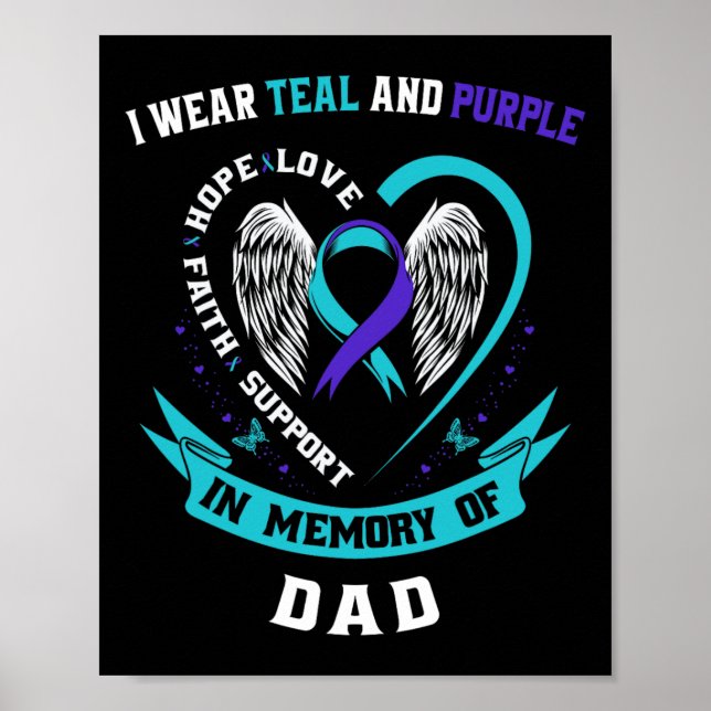 Poster Eu Visto Teal E Roxo Para O Meu Pai De Awarenes Su (Frente)