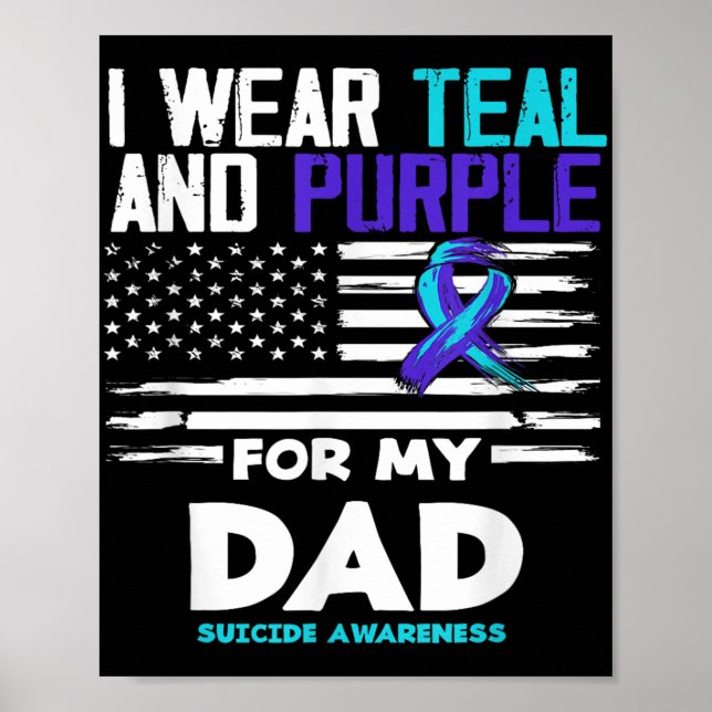 Poster Eu Visto Teal E Roxo Para O Meu Pai De Awarenes Su (Frente)