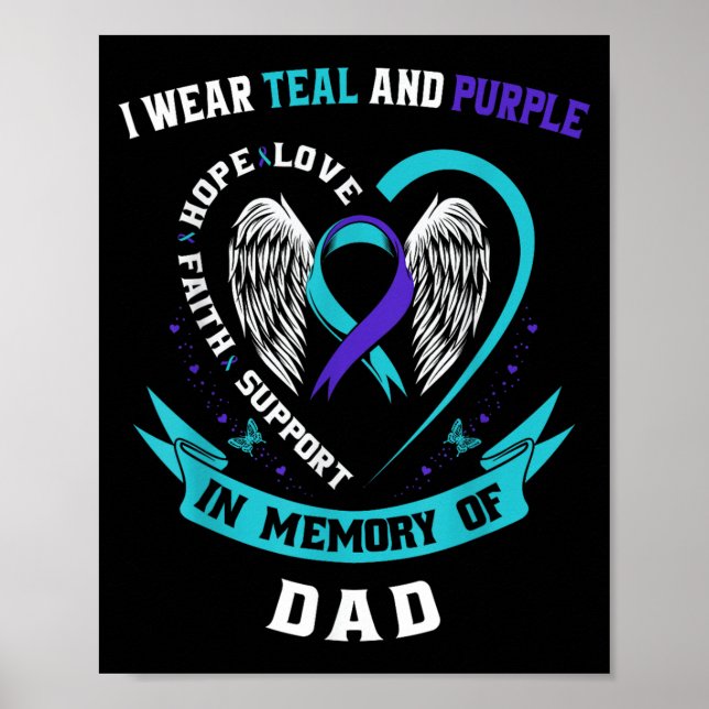 Poster Eu Visto Teal E Roxo Para O Meu Pai De Awarenes Su (Frente)