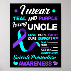 Poster Eu Visto Teal E Roxo Para O Meu Tio Suicídio Preve