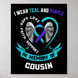 Poster Eu Visto Teal E Roxo Pelo Meu Conscientes De Suicí