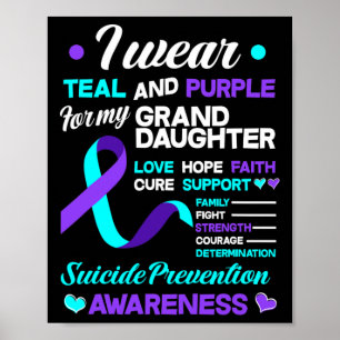Poster Eu Visto Teal E Roxo Pelo Meu Suicídio Da Minha Av