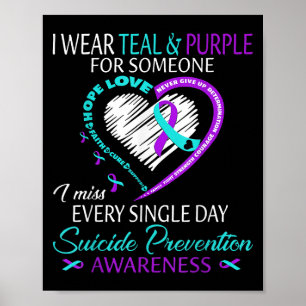 Poster Eu Visto Teal E Roxo Por Alguém Suicídio Cardíaco