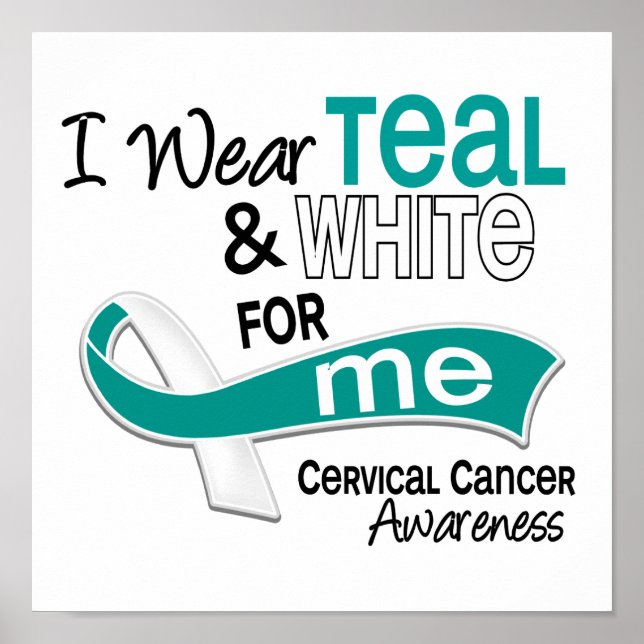 Poster Eu Visto Teal White 42 Me Cancer Cervical (Frente)