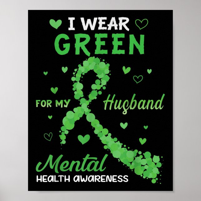 Poster Eu Visto Verde Para Os Meus Amigos Da Saúde Mental (Frente)