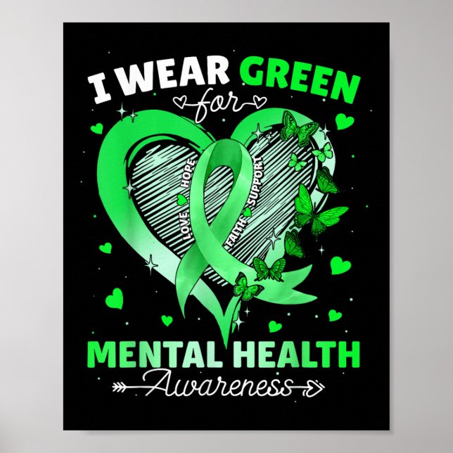 Poster Eu Visto Verde Para Uma Borboleta De Sensibilizaçã (Frente)