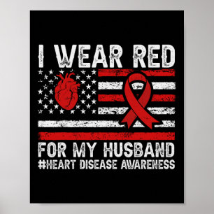Poster Eu Visto Vermelho Para Meu Marido Doenças Cardíaca