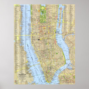 Poster "EUA: 1964/heute NYC - Manhattan Reise Karte