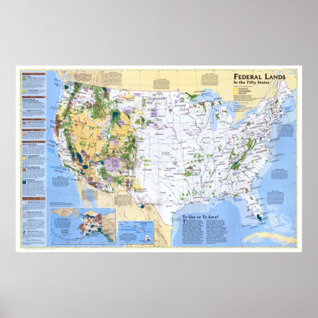 Poster "EUA: 1996/hoje - Mapa Federal Lands... (Frente)