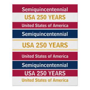 Póster EUA 250 Anos Listras Patrióticas Semiquincentenári