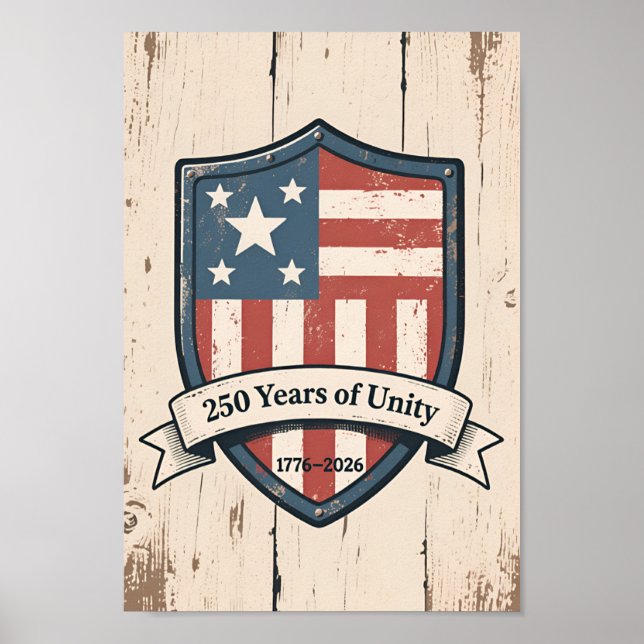 Poster EUA 250 Emblema Rústico 1776–2026 Patriótico (Frente)