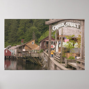 Poster EUA, Alasca, Ketchikan, Creek Street, centro