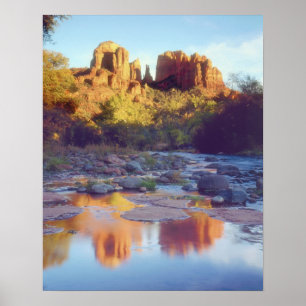 Póster EUA, Arizona, Sedona. Cathedral Rock refletindo