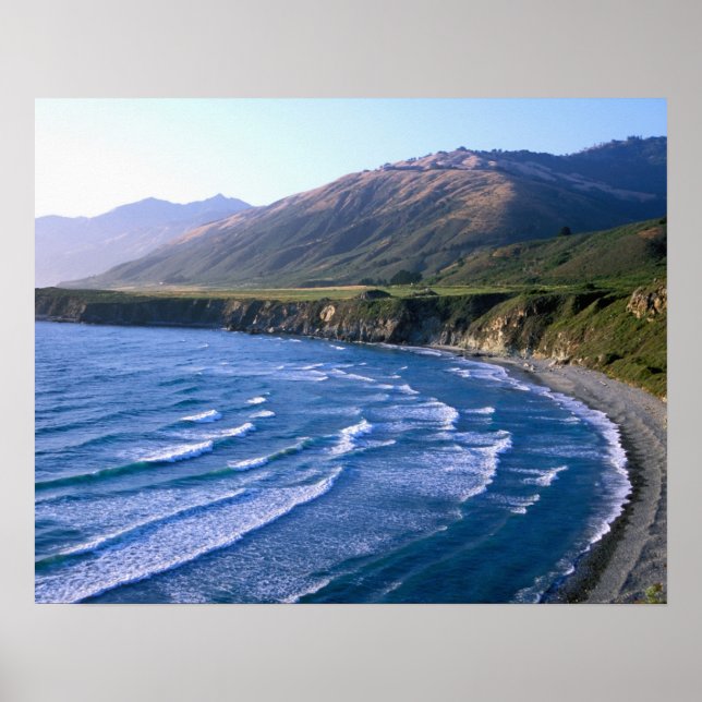 Póster EUA, Califórnia, Big Sur, baía ao longo da autoest (Frente)