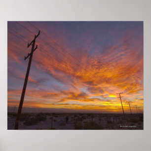 Póster EUA, Califórnia, Palm Springs, linha eléctrica e