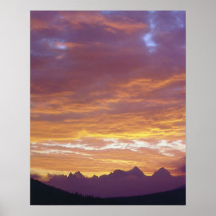 Póster EUA, Califórnia, Pôr do sol sobre a Sierra Nevada