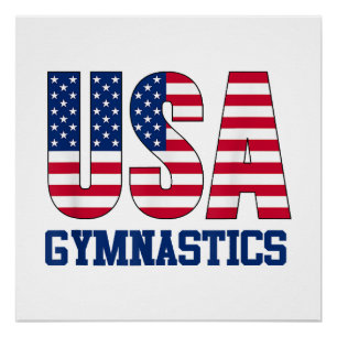 Póster EUA com American Flag Gymnastics Sports