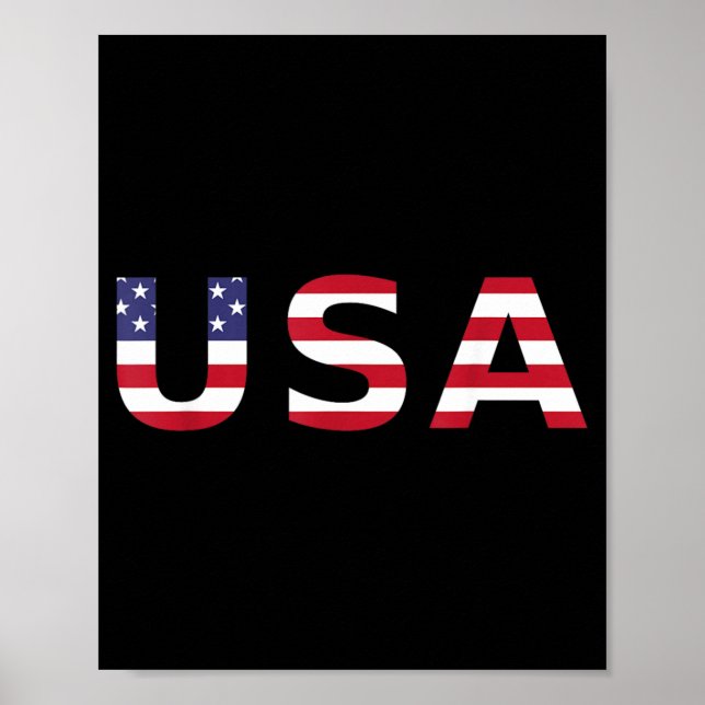 Poster Eua Em Um Design De Estilo De Bandeira Americana - (Frente)