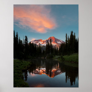 Poster EUA, Estado de Washington. Mt. Rainier Refletido